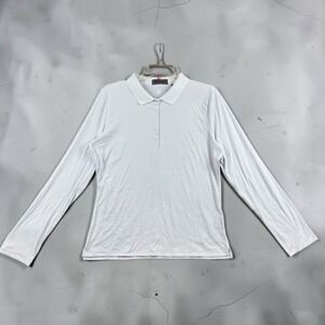G/FORE Womens Sno White Ribbed Long Sleeve Polo Golf Shirt GLP000081A XL NWT